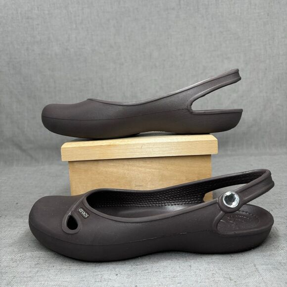 Crocs Olivia Gem Slingback Flats Brown Slip On Women’s Size‎ 7 - Picture 2 of 10